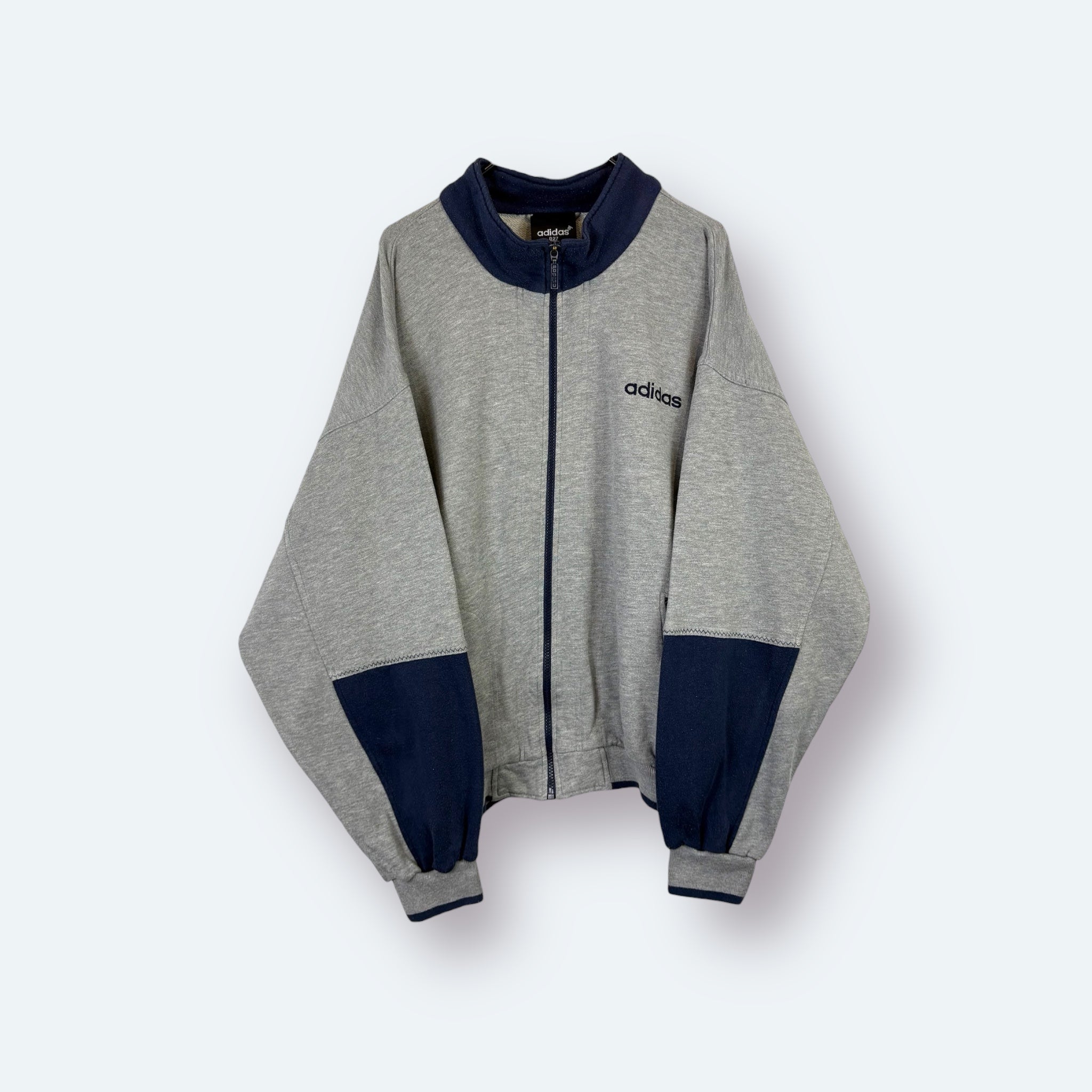 Adidas 90s Vintage Sweatjacke Grau Marineblau M - Vinverse