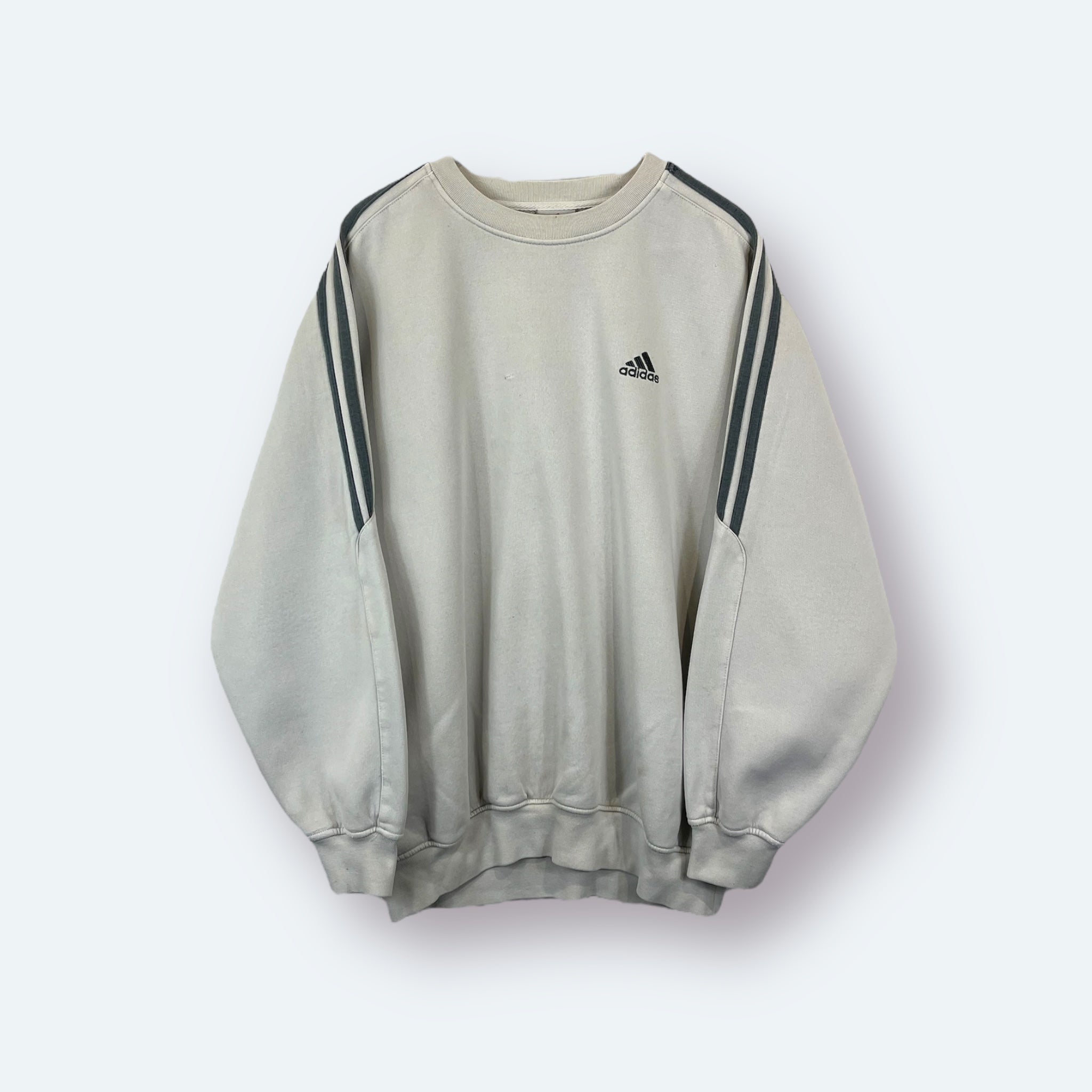Adidas 2000er Sweater bestickt Hellgrau XL - Vinverse