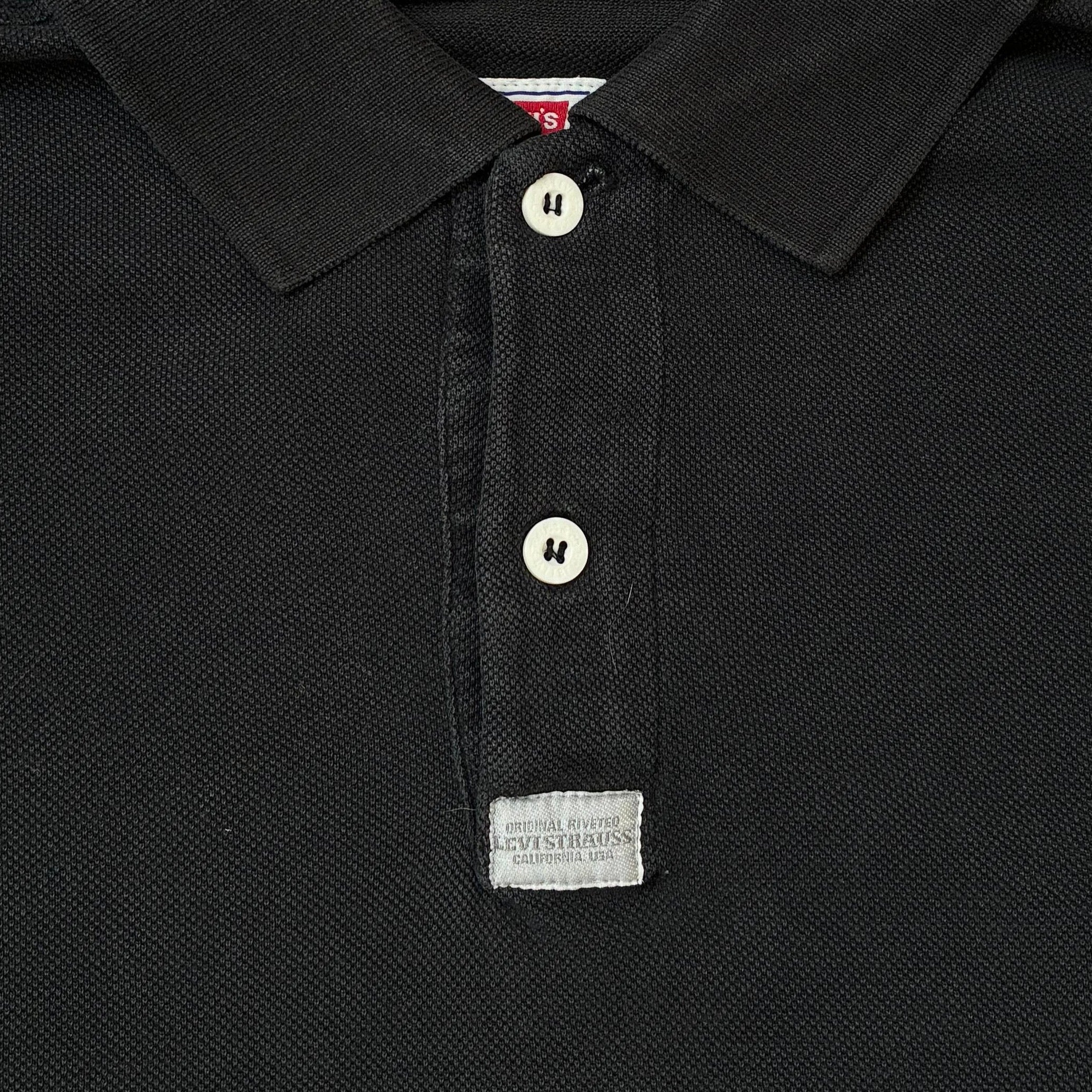 Levi’s 80er Vintage Langarm Polo Schwarz L - Vinverse