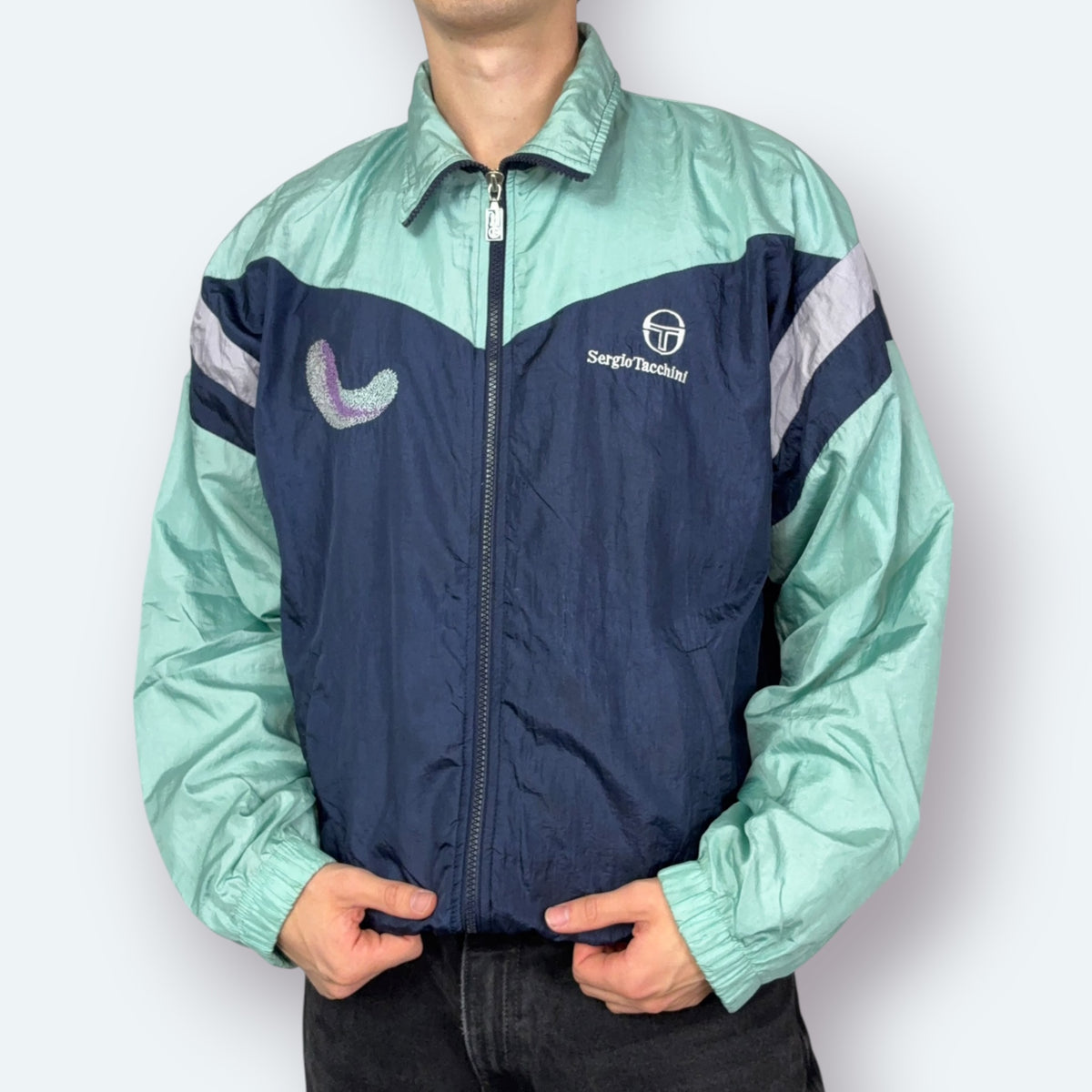 Sergio Tacchini Vintage Trainingsjacke 90s Blau M - Vinverse