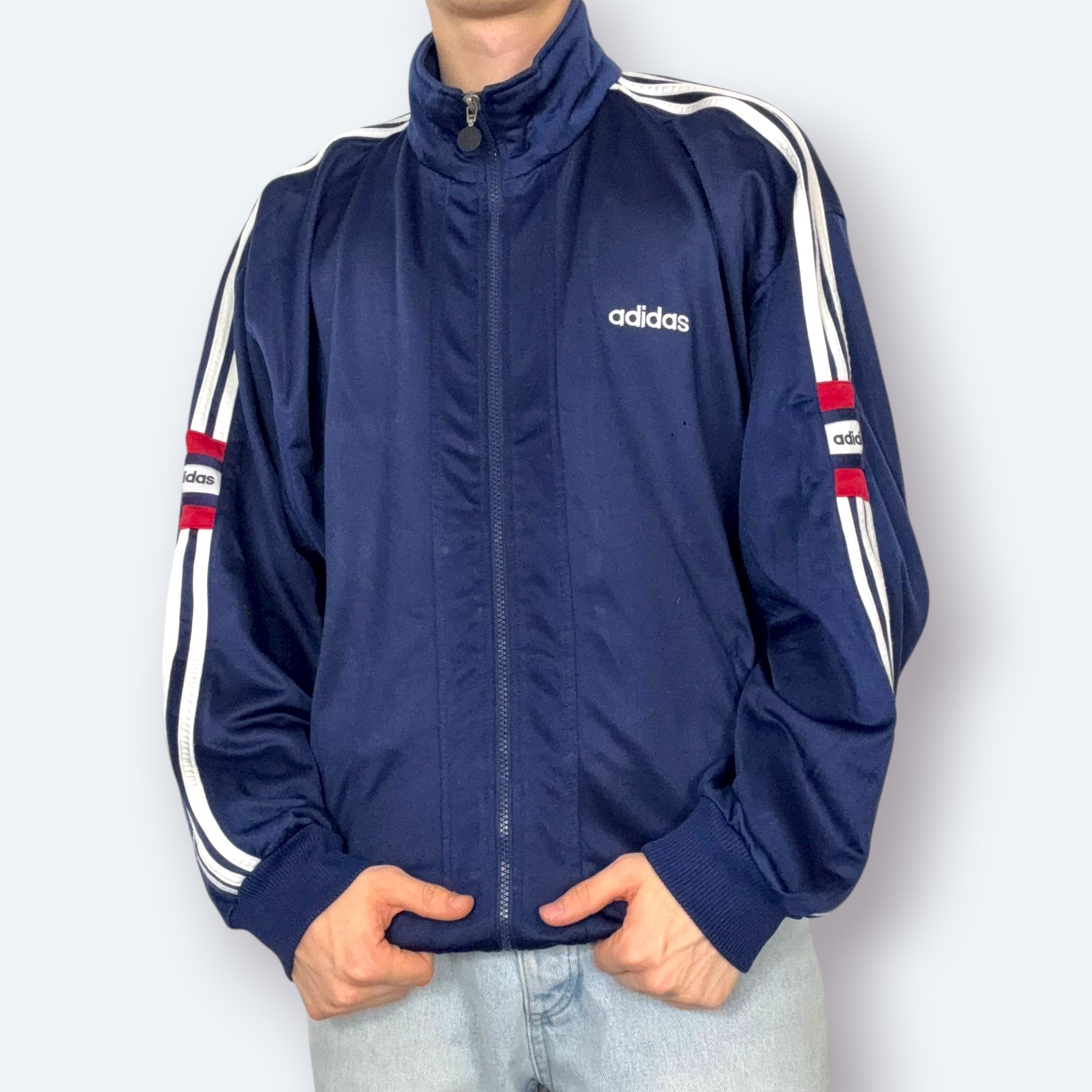 Adidas 90s Vintage Trainingsjacke Marineblau L - Vinverse