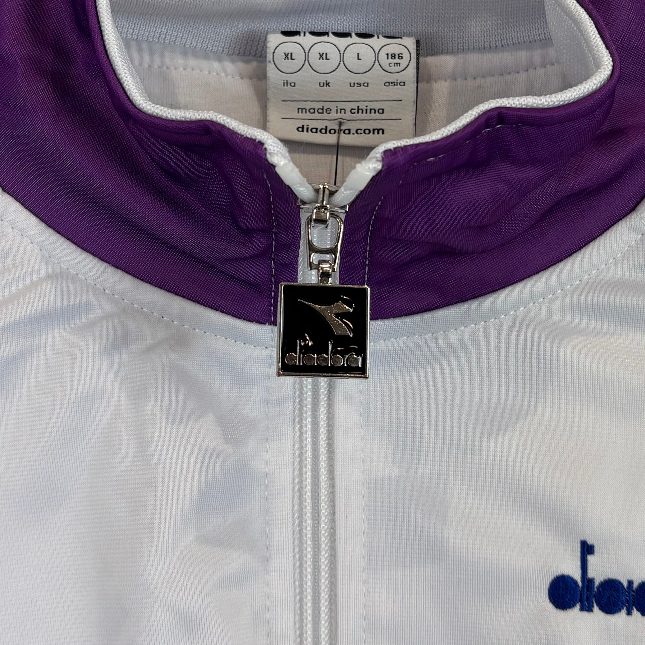 Diadora Retro 1990s Jim Courier Trainingsjacke Weiß Lila L - Vinverse