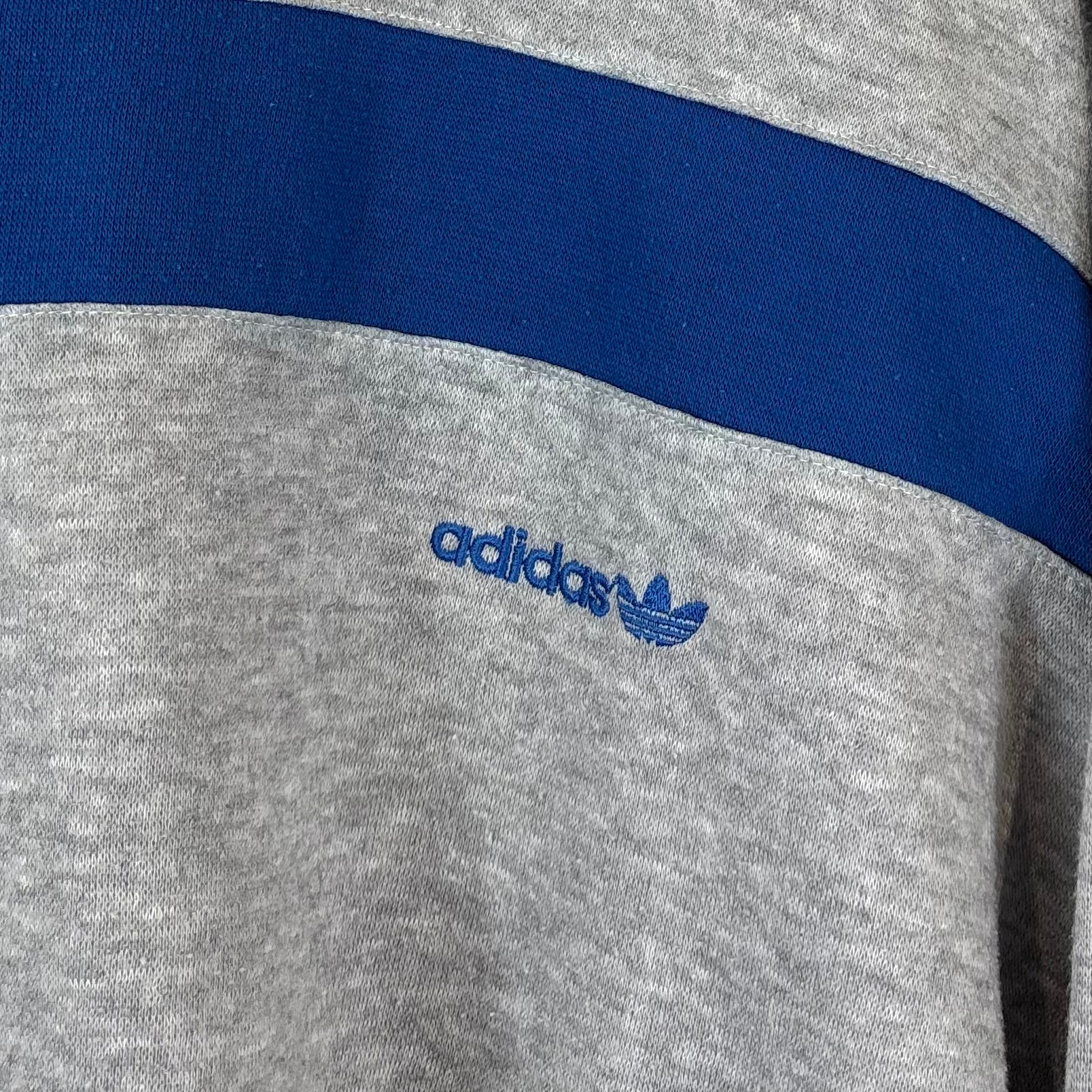 Adidas Vintage Sweater 80s Grau Blau M - Vinverse