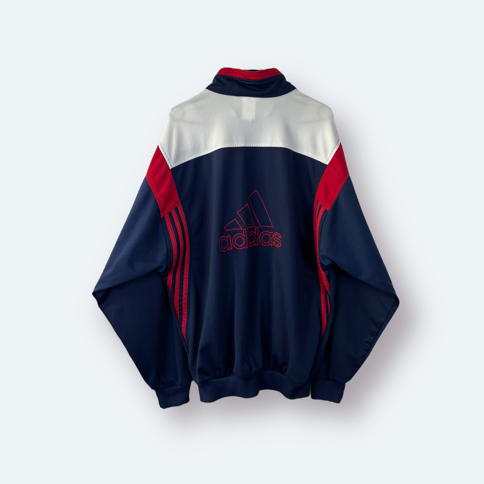 Adidas 90er Vintage Trainingsjacke bestickt Blau L - Vinverse