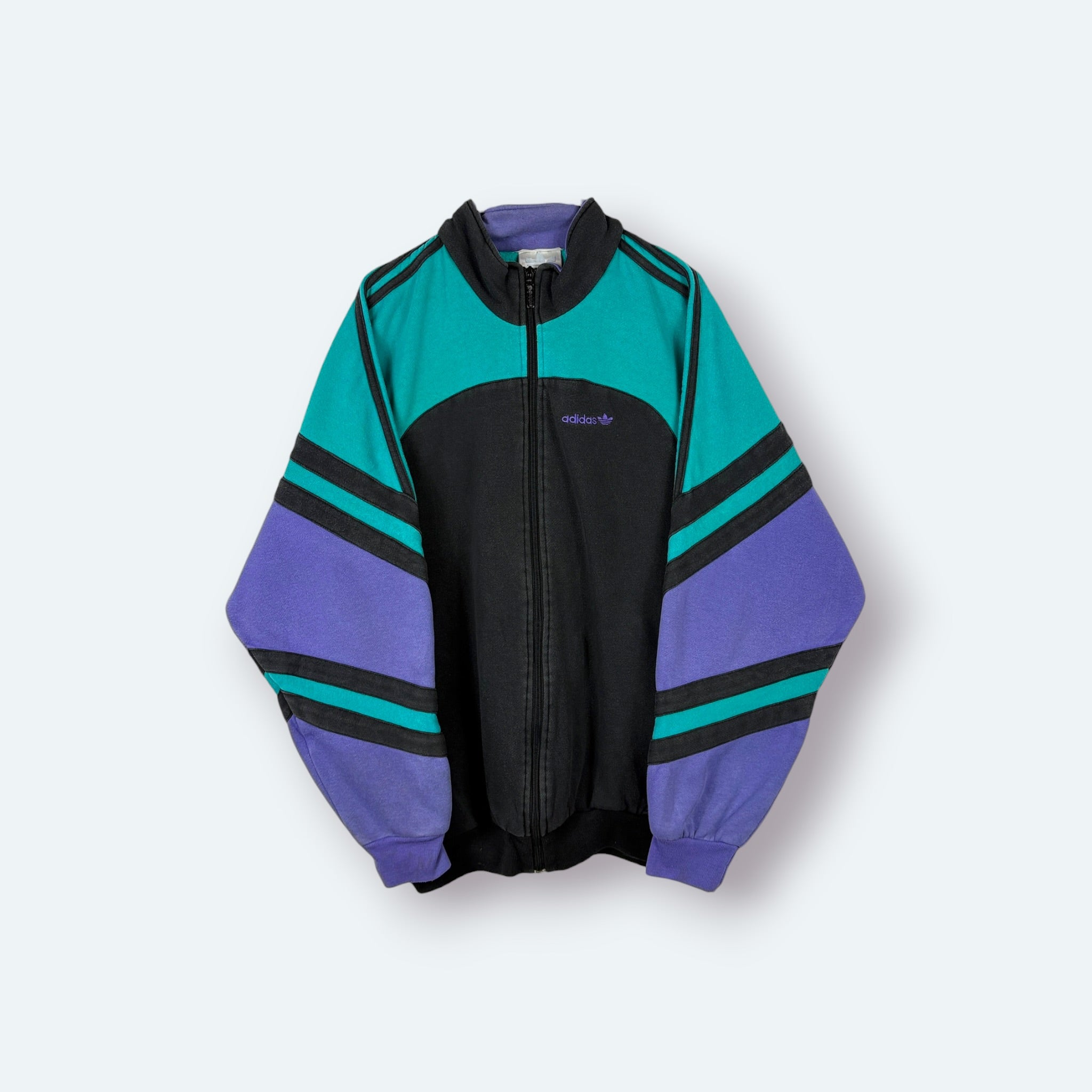 Adidas Vintage Sweatjacke Schwarz Türkis Lila M