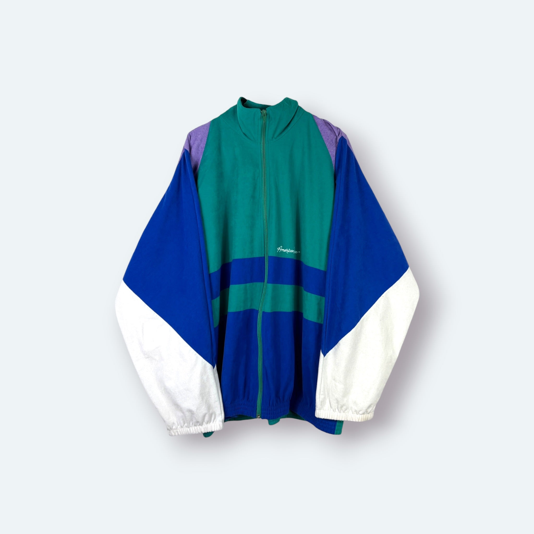 American Place Vintage Samt Trainingsjacke Colorblock Grün XL