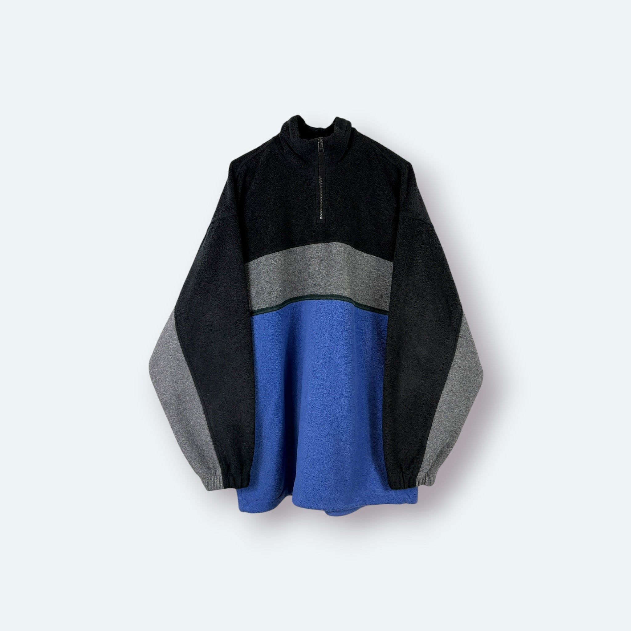 Canda Vintage Fleece Half Zip Colorblock Blau/Schwarz L