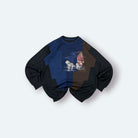 Carlo Colucci Vintage Strickpullover Schlittenhund Stickerei Blau L