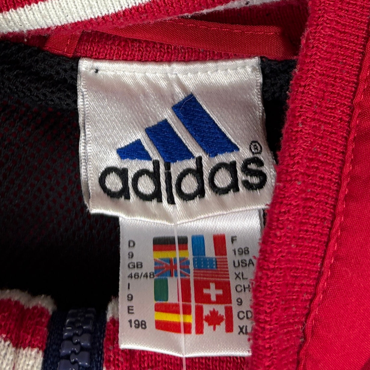 Adidas Vintage Trainingsjacke 90s Rot Blau XL (FLECK???) - Vinverse