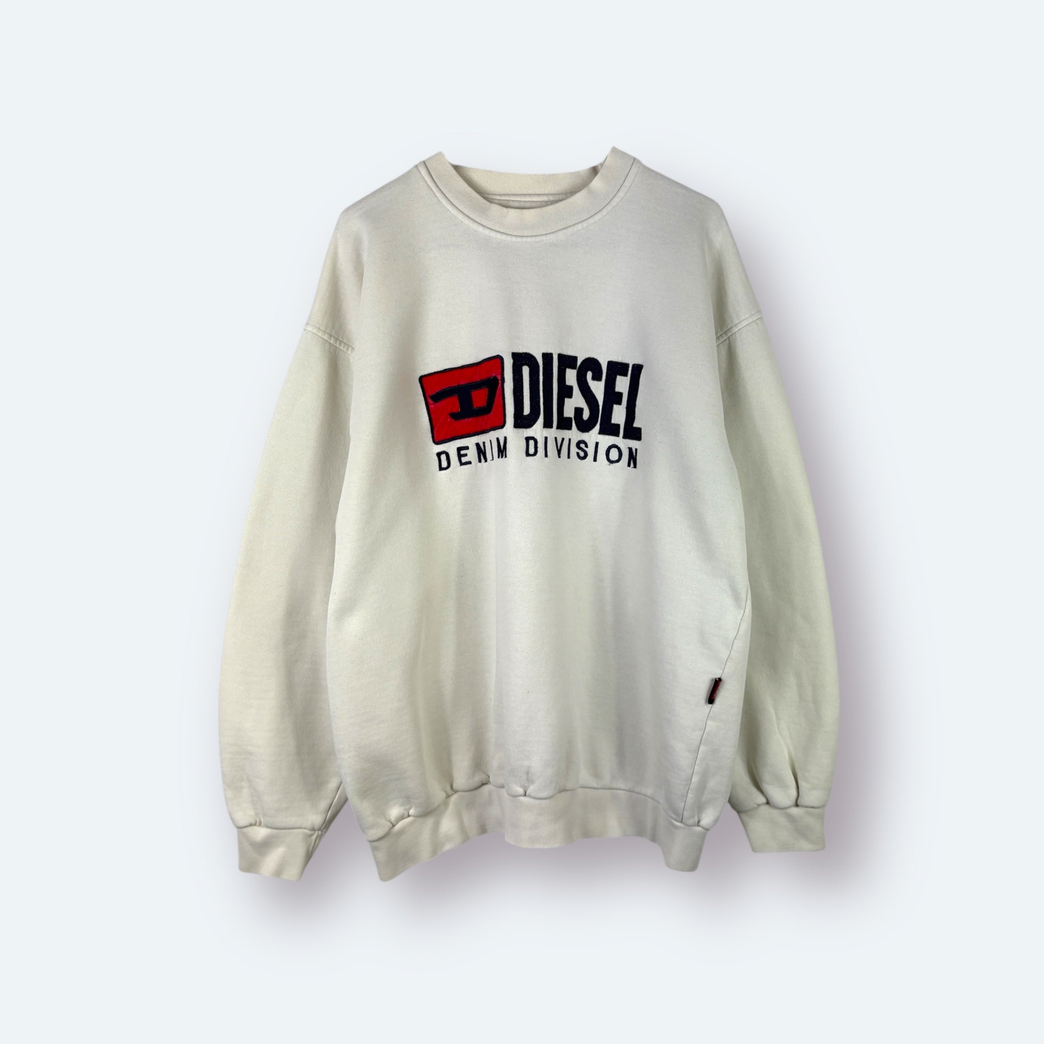 Diesel Big Logo Vintage Sweater Creme Weiß L - Vinverse