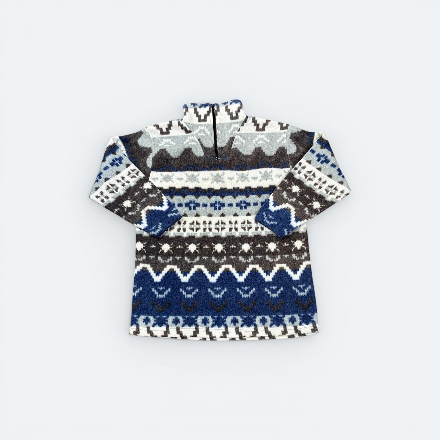 New Fast Vintage Fleece Pullover Gemustert Bunt M - Vinverse