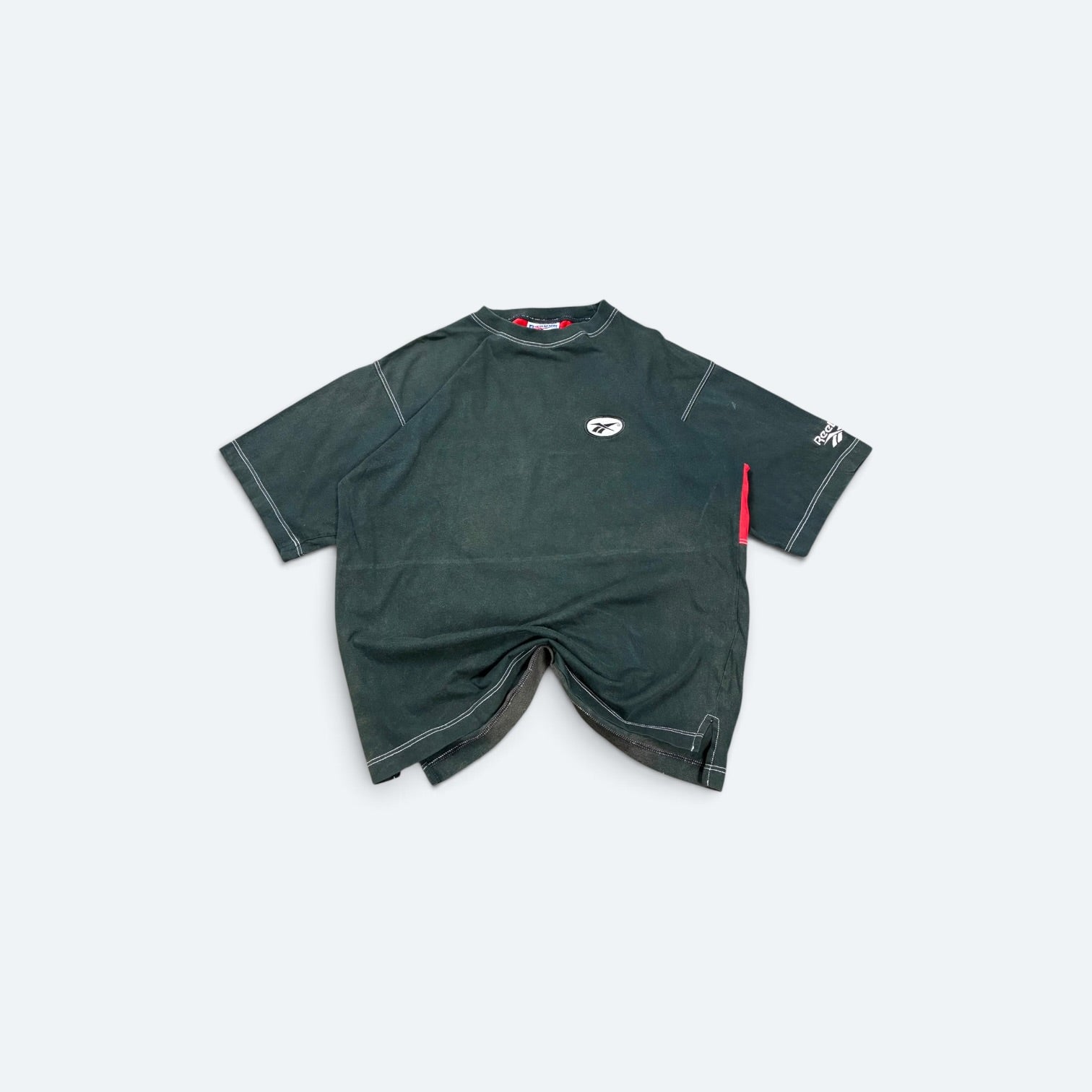Reebok Vintage T-Shirt Colorblock Grün Rot Schwarz L - Vinverse