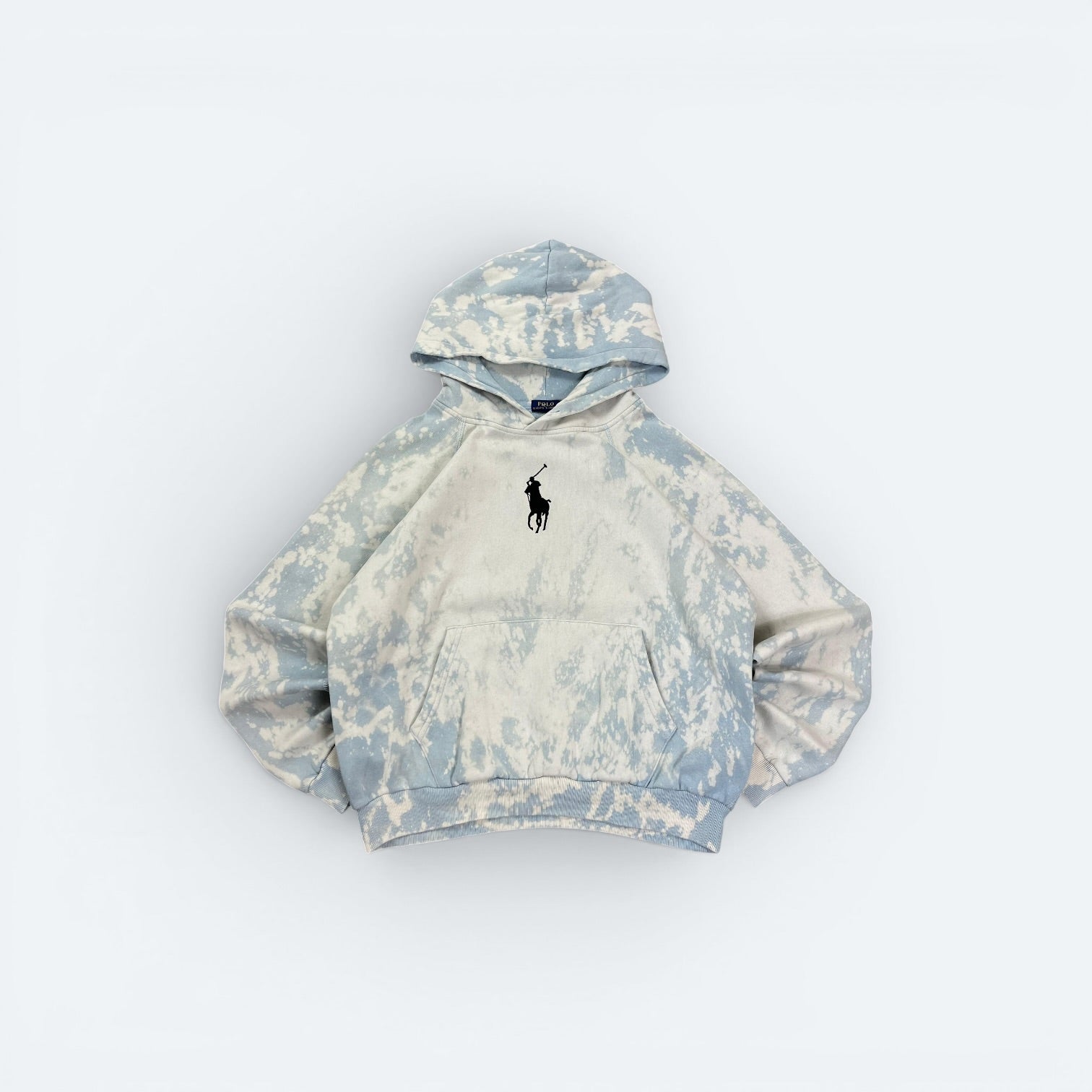Ralph Lauren Big Pony Vintage Re:Bleach Hoodie Hellblau Weiß S - Vinverse