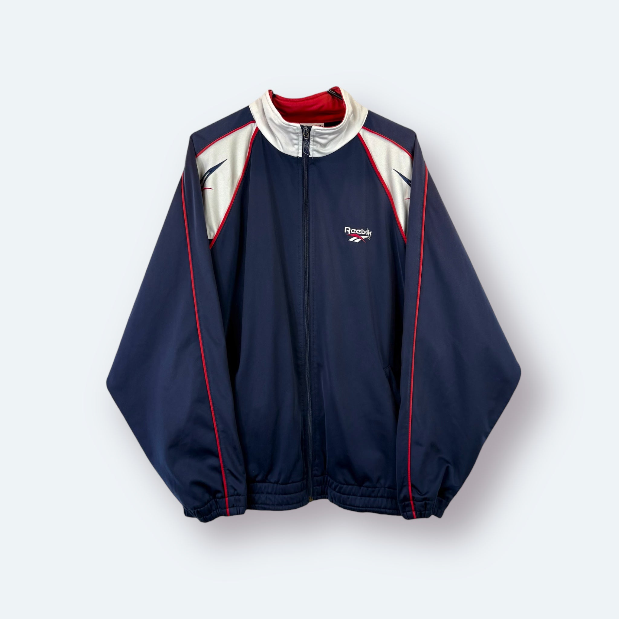 Reebok 90s Vintage Trainingsjacke Blau Rot Weiß M - Vinverse