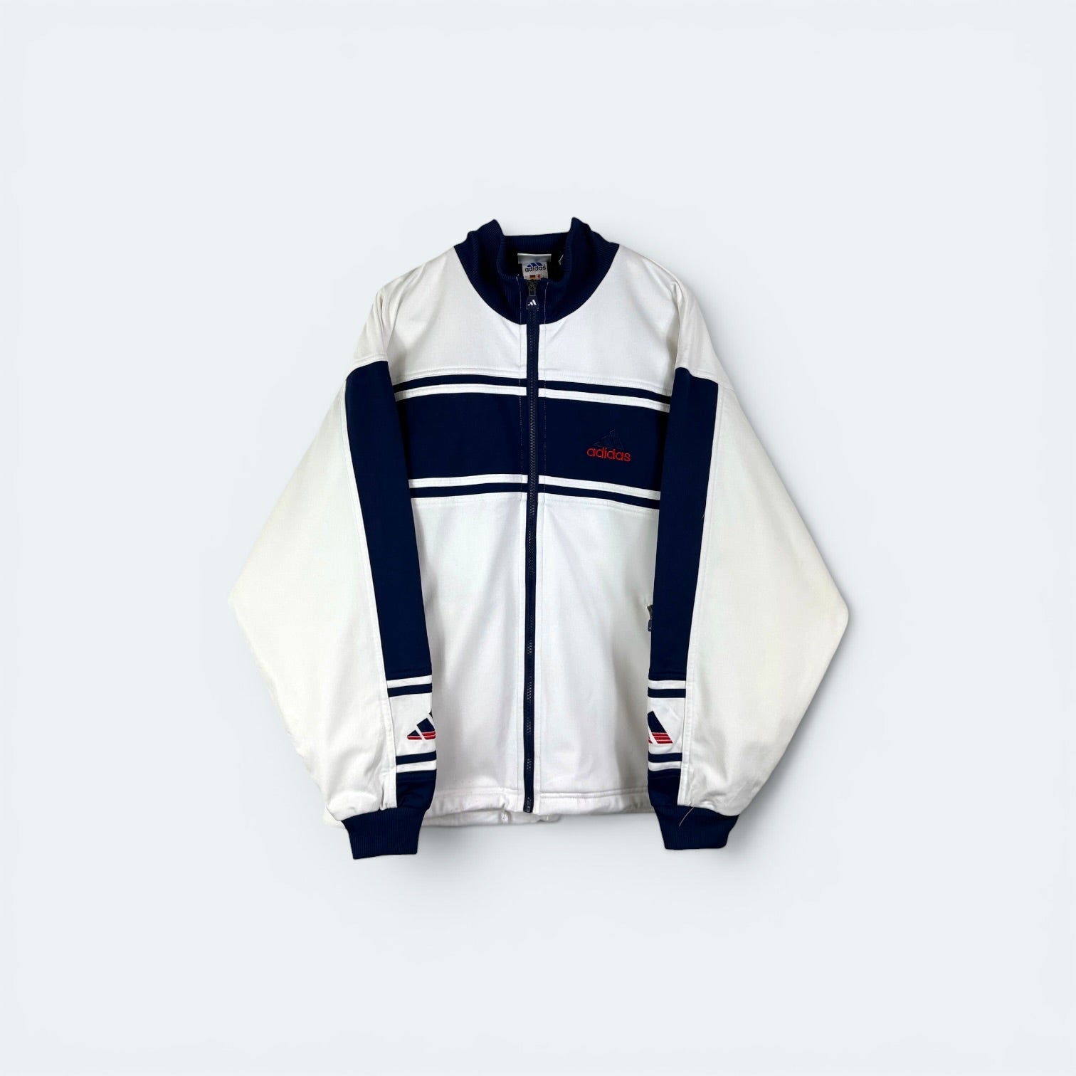 Adidas Vintage Trainingsjacke Weiß Blau S (FLEXKEN RAUS??) - Vinverse