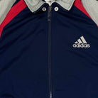 Adidas Vintage Trainingsjacke Kurzarm Blau Rot XL (FLECK ENTFERNBAR?) - Vinverse