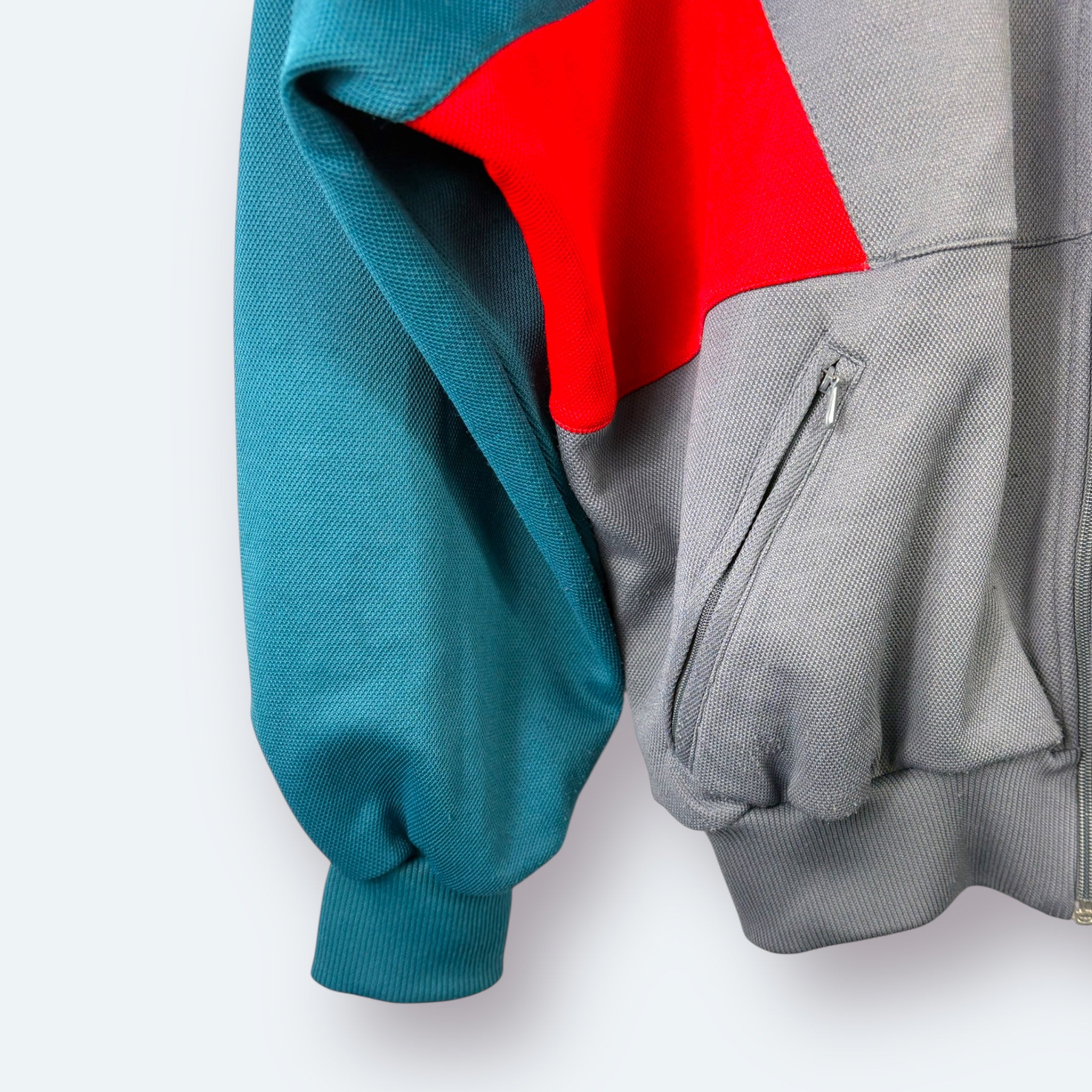 Adidas 80s Vintage Trainingsjacke Grau Türkis XL - Vinverse