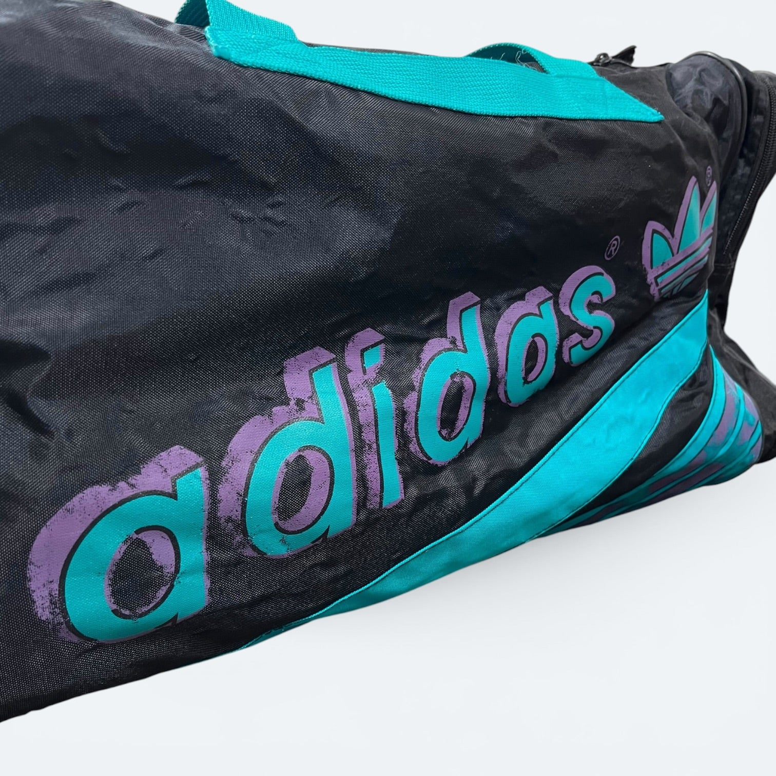 Adidas Vintage Trainingstasche 80s Schwarz Türkis - Vinverse