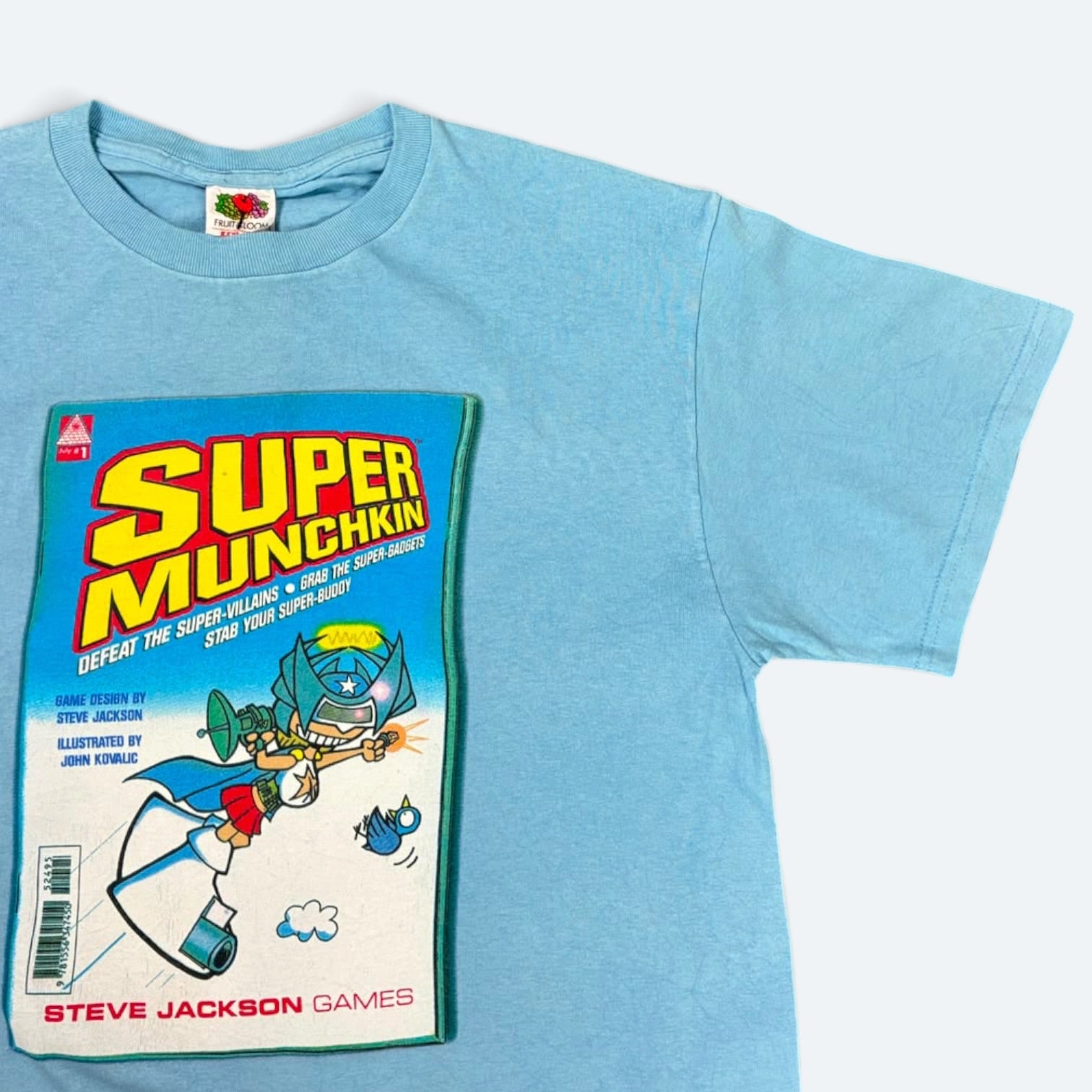 F.O.T.L Vintage T-Shirt Super Munchkin Print Blau M - Vinverse