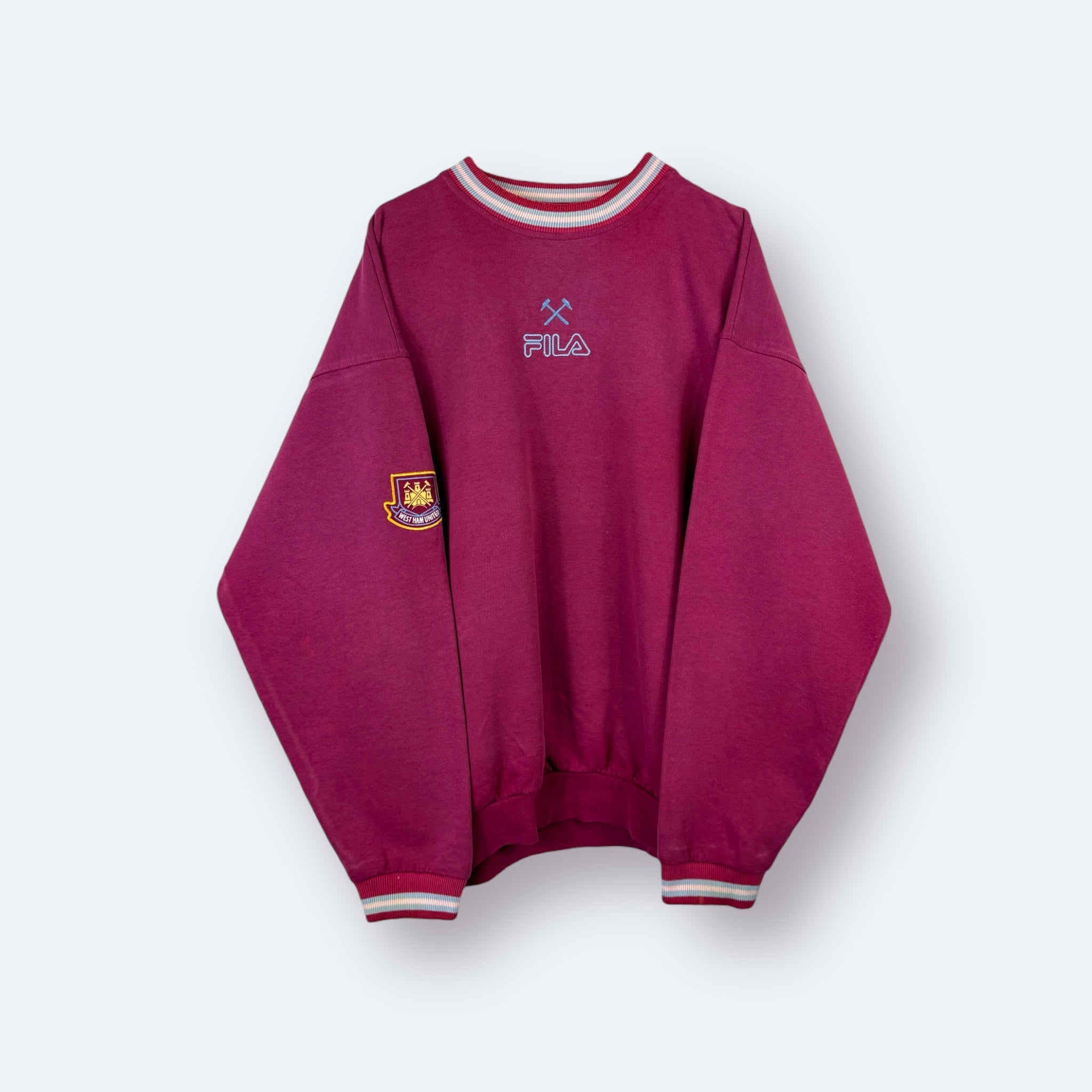 Fila 90s Vintage Sweater West Ham United Weinrot L - Vinverse