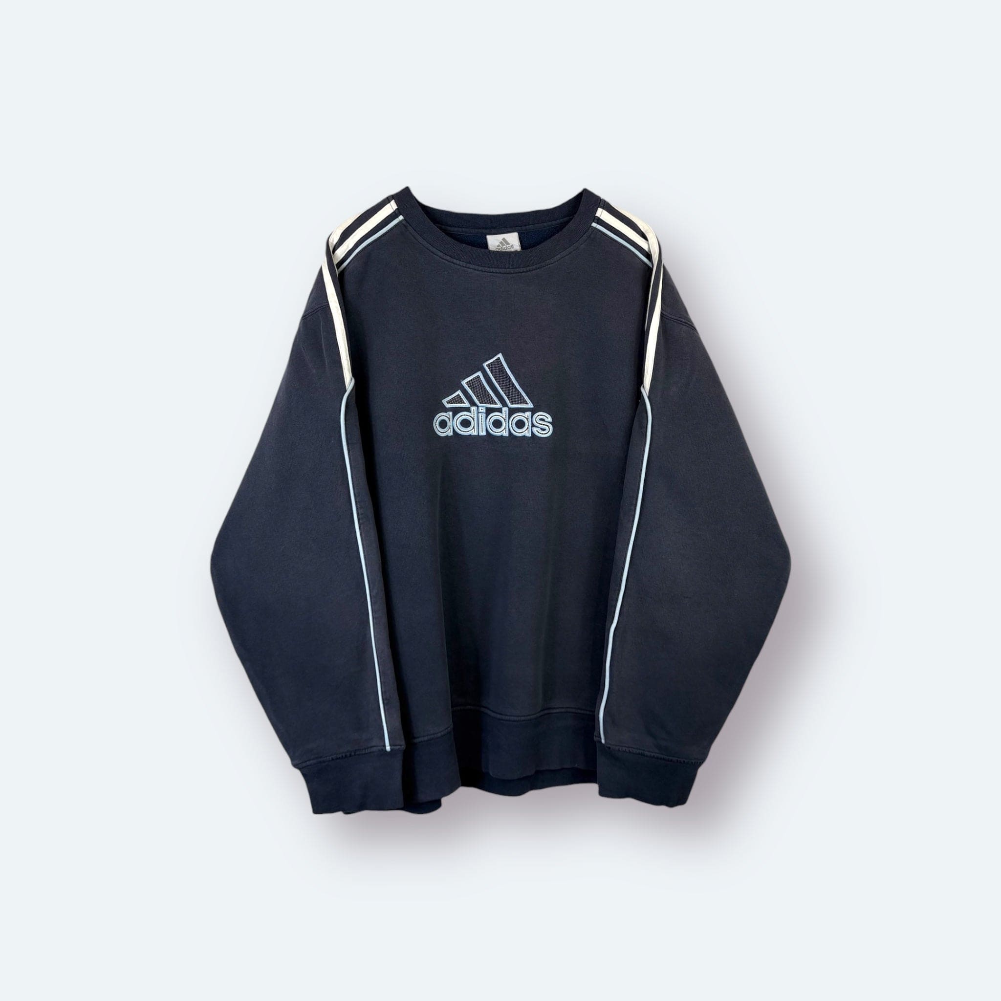 Adidas 2002 Big Logo Sweater Washed Blau L - Vinverse
