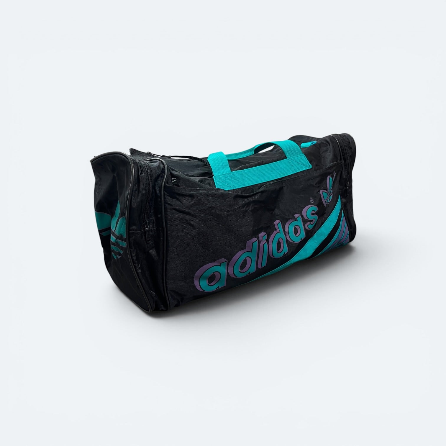 Adidas Vintage Trainingstasche 80s Schwarz Türkis - Vinverse