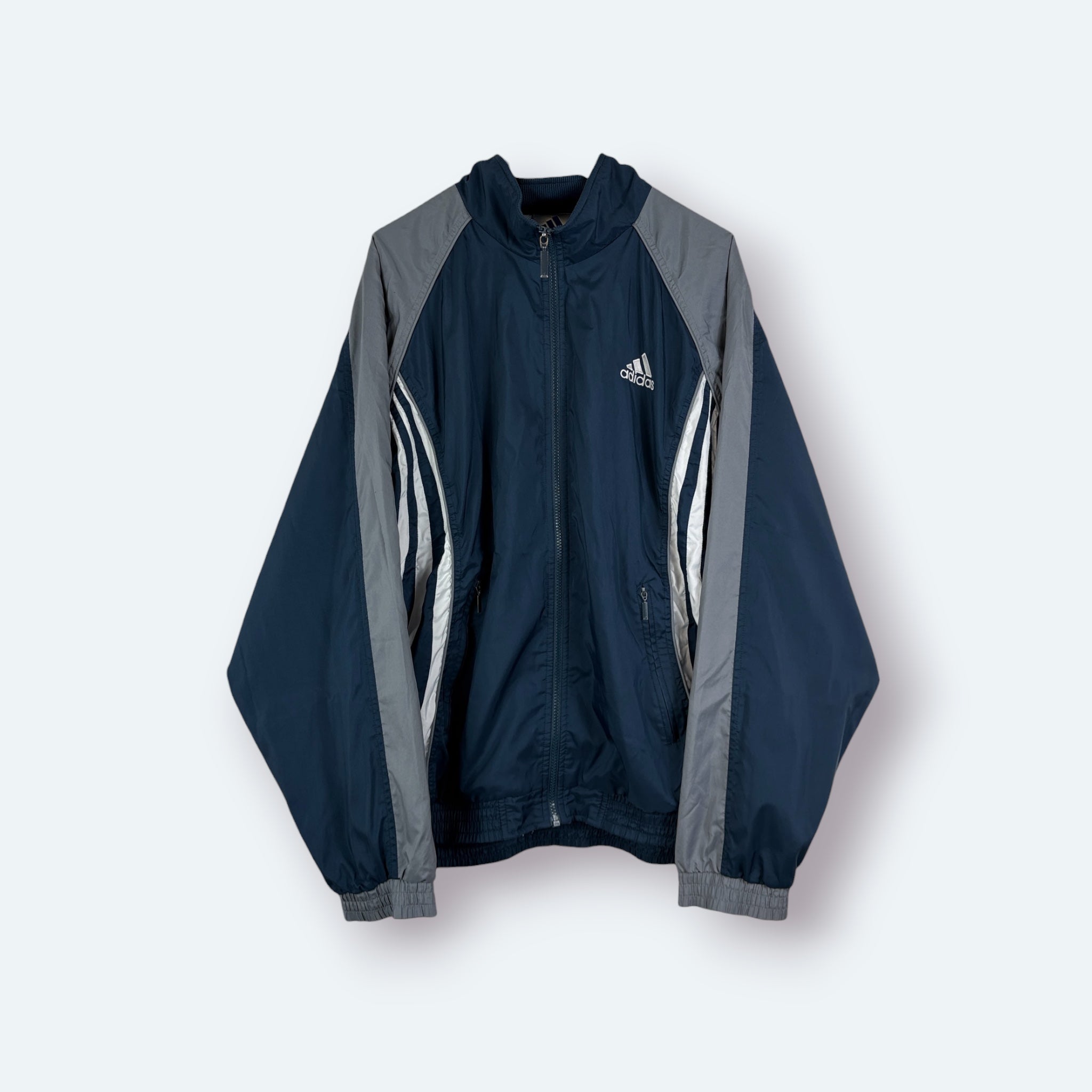 adidas Vintage Trainingsjacke Grau Blau L - Vinverse