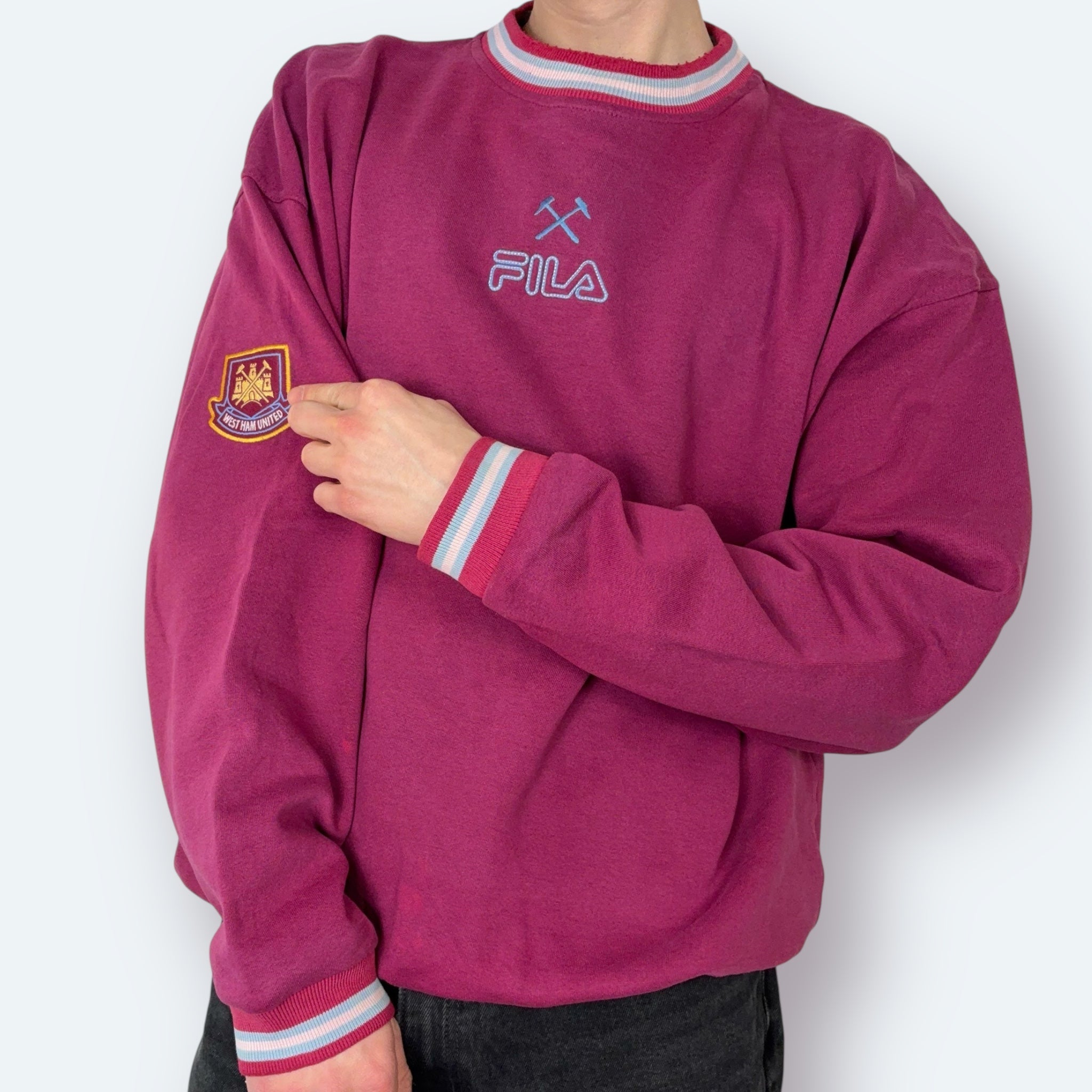 Fila 90s Vintage Sweater West Ham United Weinrot L - Vinverse