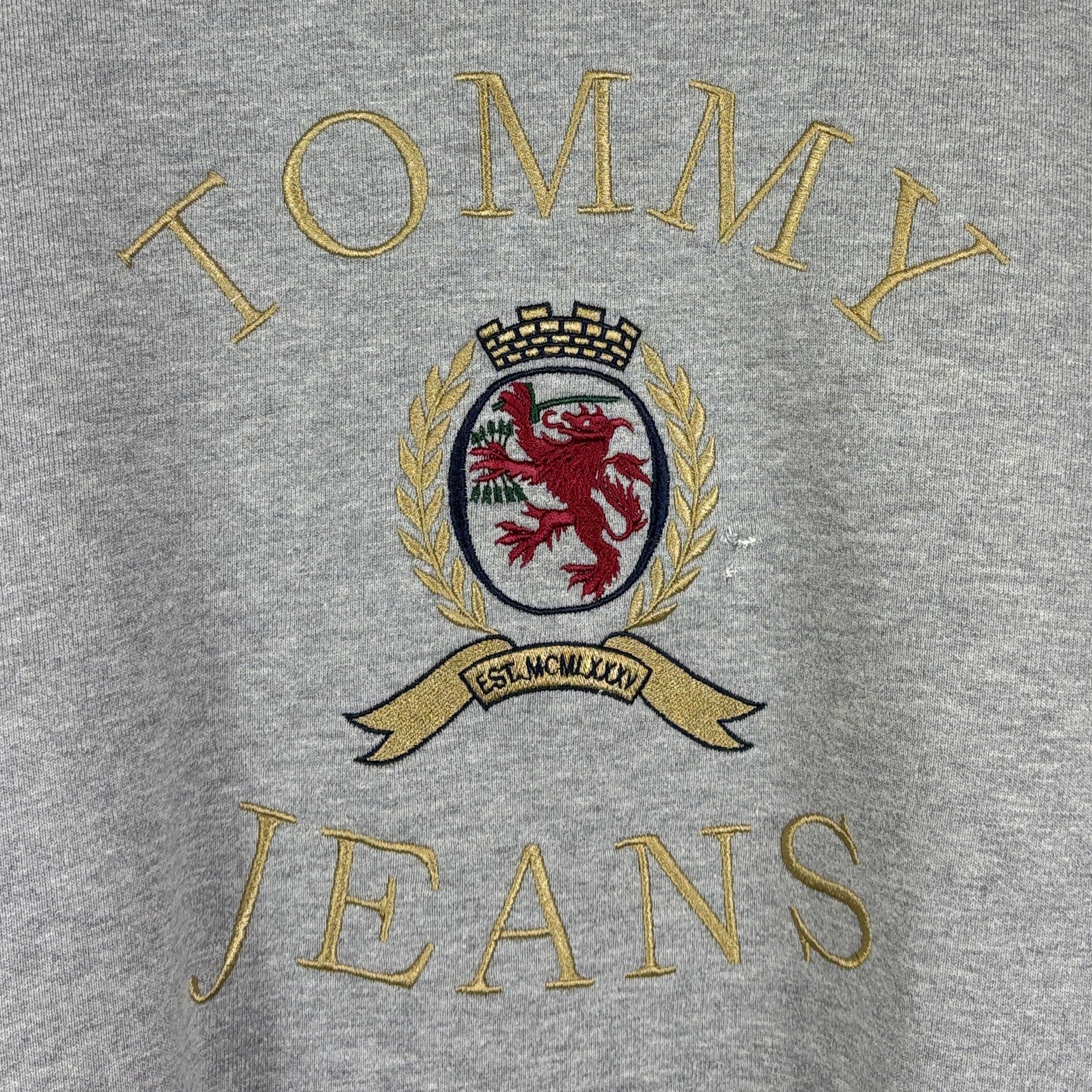 Tommy Jeans Vintage Sweater Big Logo Grau L - Vinverse