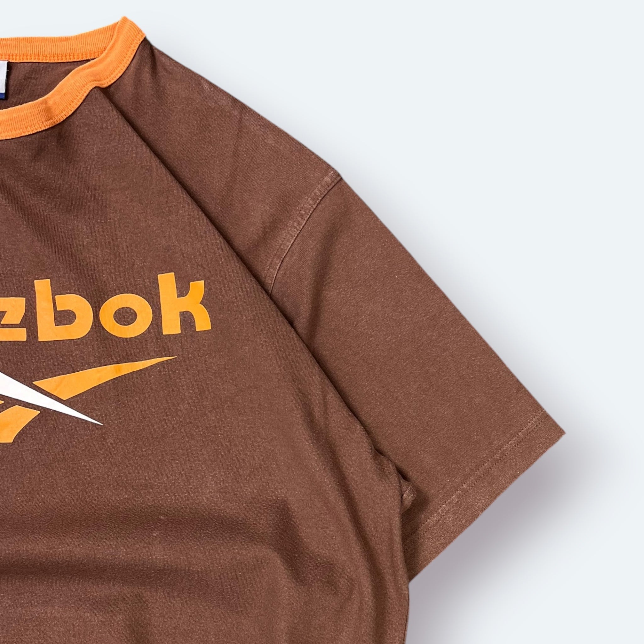Reebok Shirt Big Logo Print 2000s Braun M - Vinverse