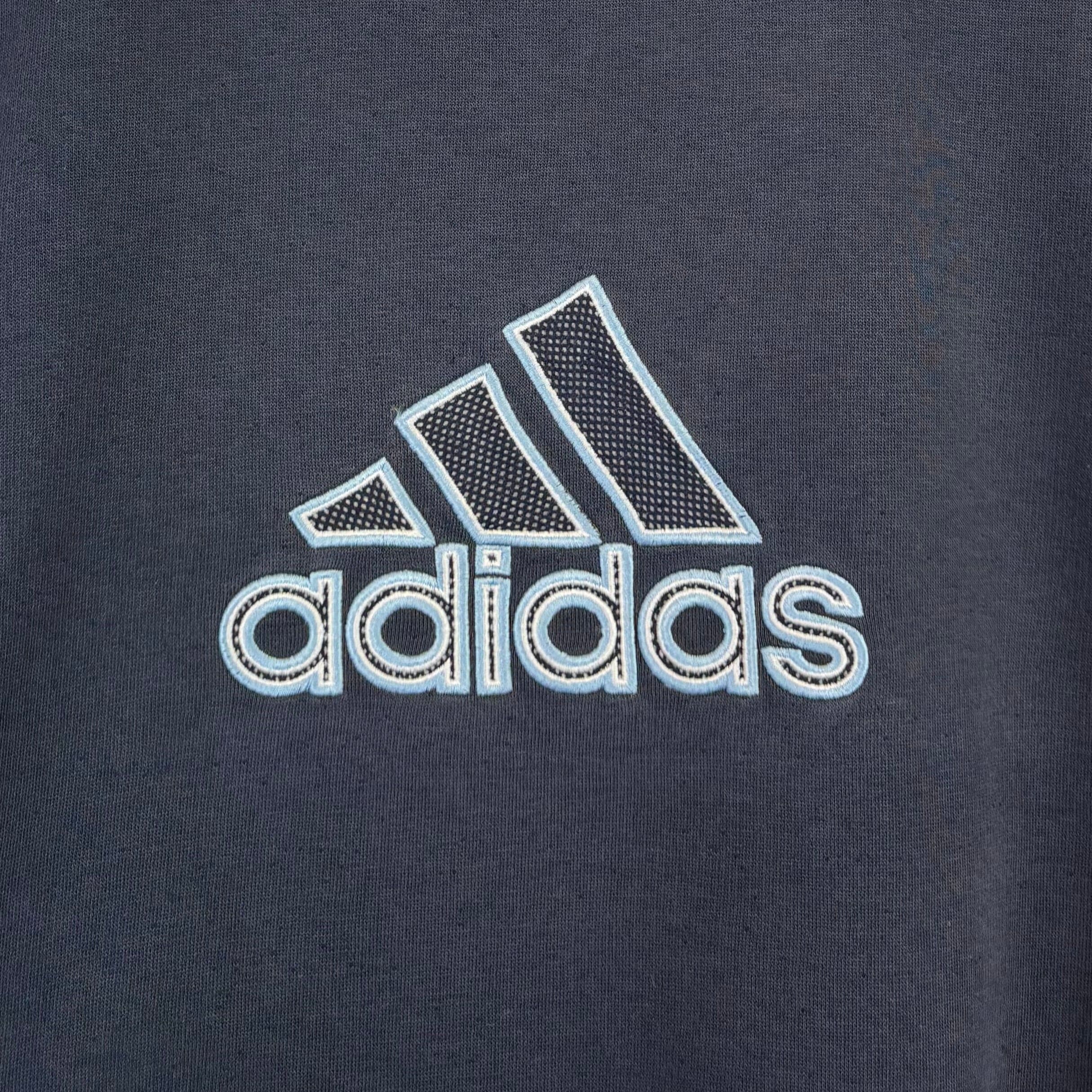 Adidas 2002 Big Logo Sweater Washed Blau L - Vinverse