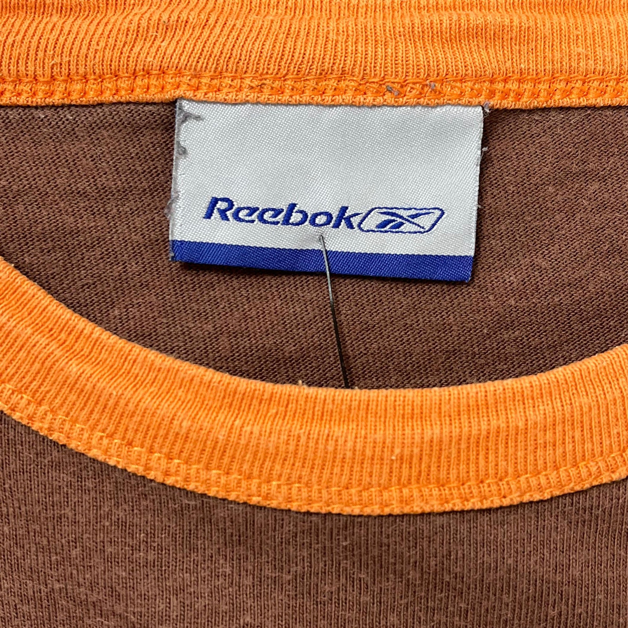 Reebok Shirt Big Logo Print 2000s Braun M - Vinverse
