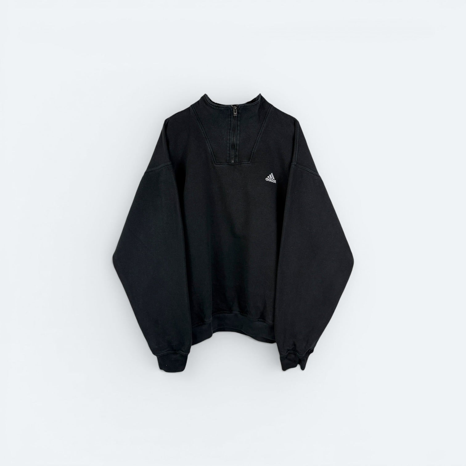 Adidas Vintage Half Zip Sweater 90s Schwarz XL - Vinverse
