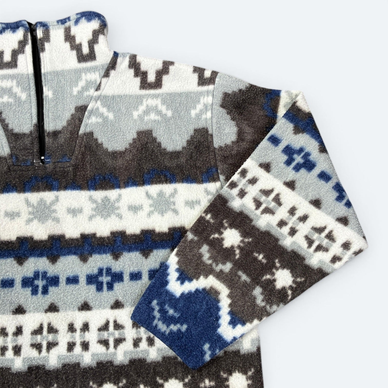 New Fast Vintage Fleece Pullover Gemustert Bunt M - Vinverse