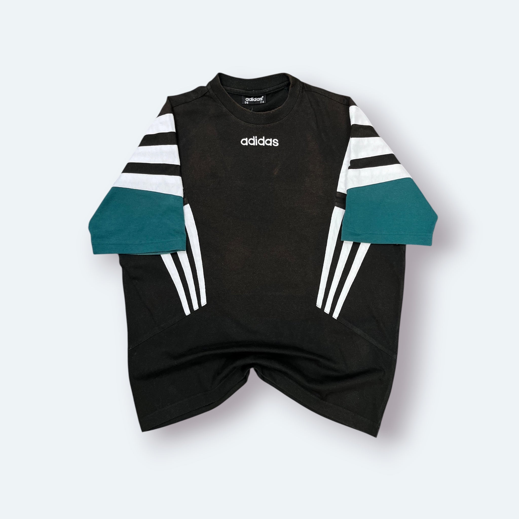 Adidas Vintage T-Shirt Colorblock Schwarz M - Vinverse