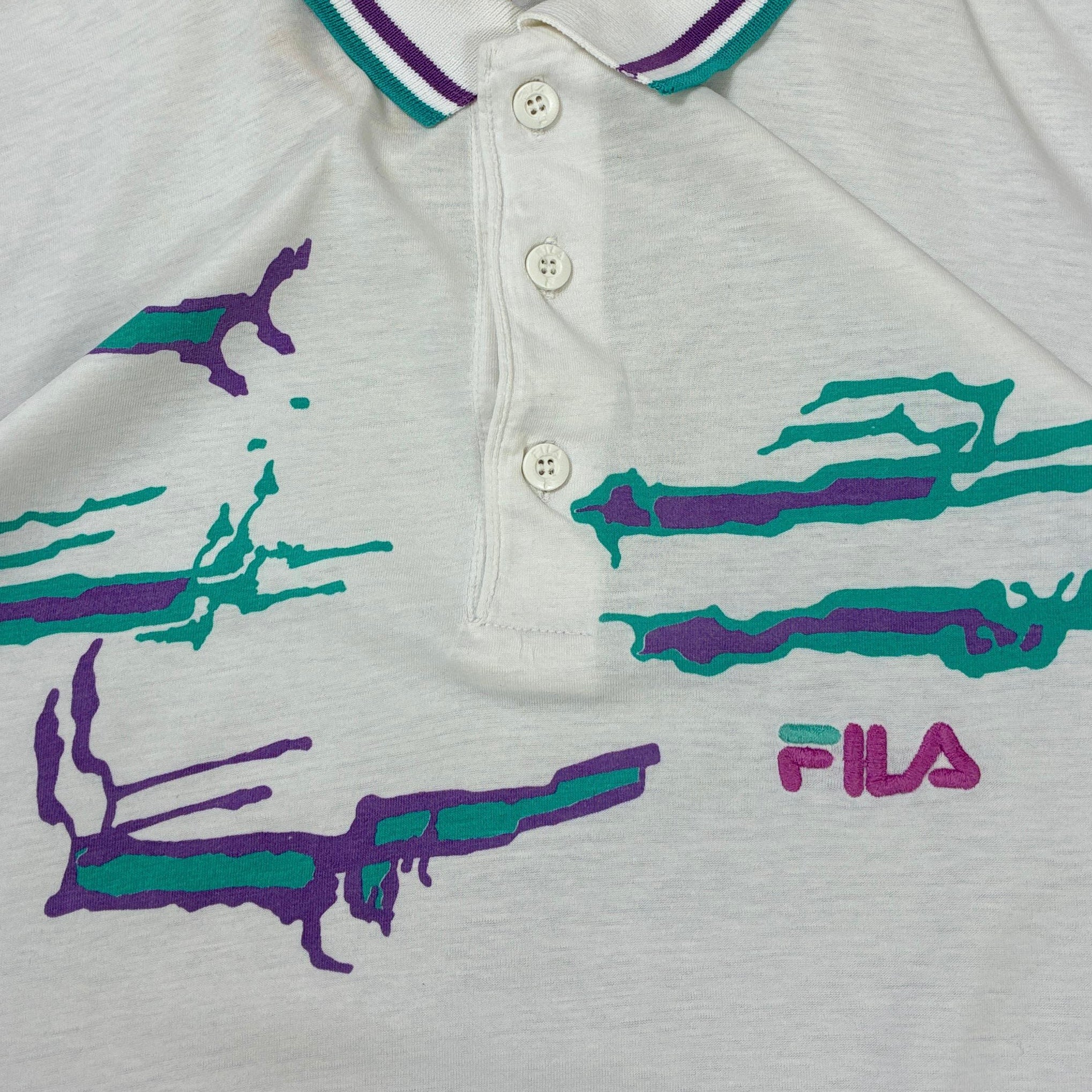 Fila Vintage Shirt Print Weiß L - Vinverse