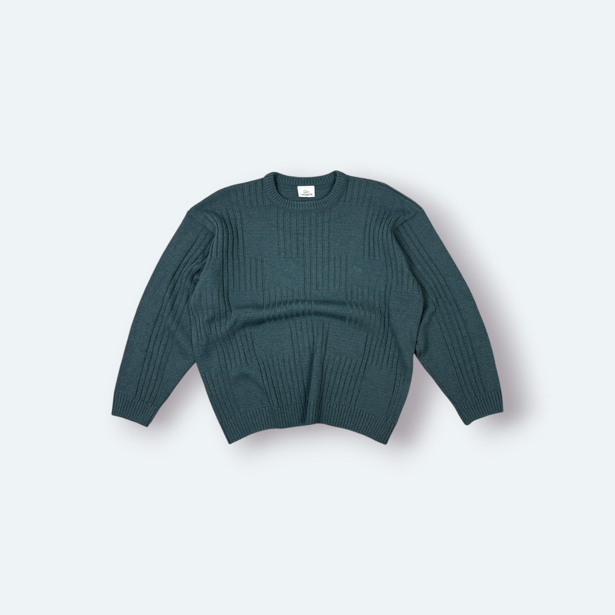 Lacoste Vintage Strickpullover gerippt Grün M
