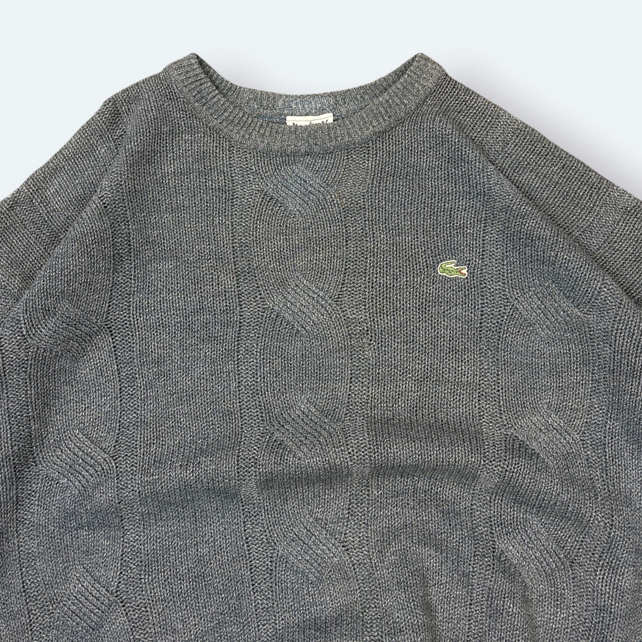 Lacoste Vintage Strickpullover Zopfmuster Blau L – Foto 2