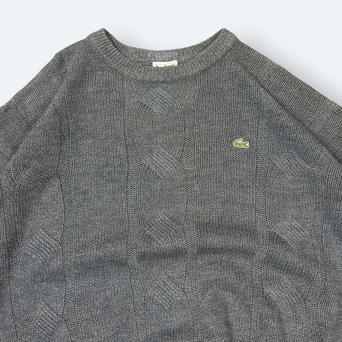Lacoste Vintage Strickpullover Zopfmuster Blau L – Foto 2