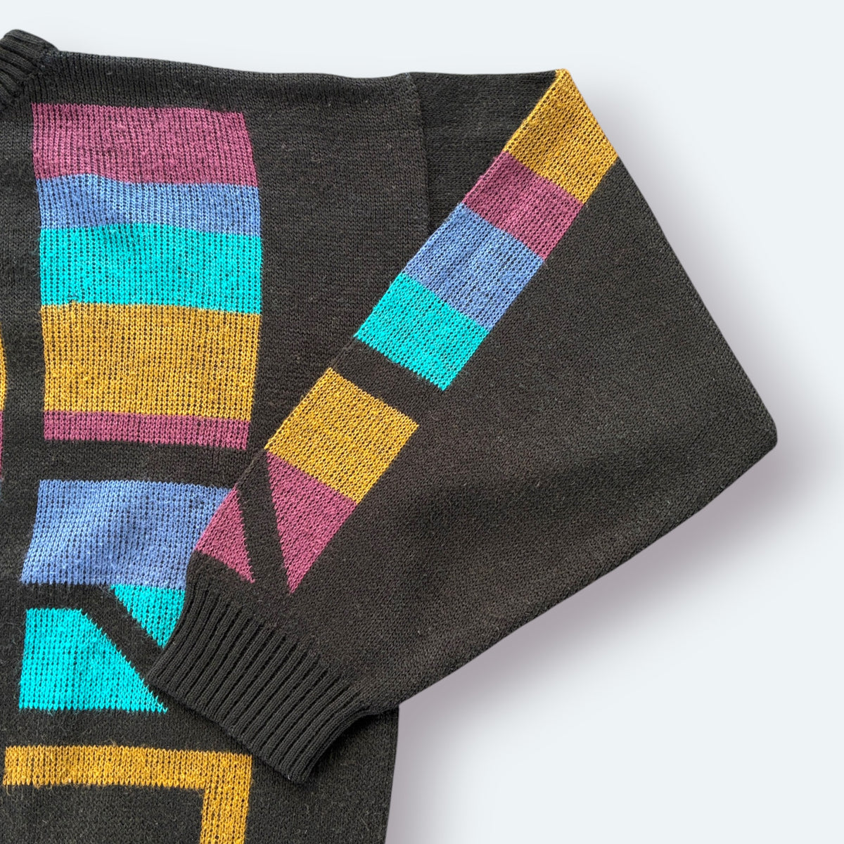 Ohne Marke Vintage Strickpullover Abstrakt Bunt M – Foto 2