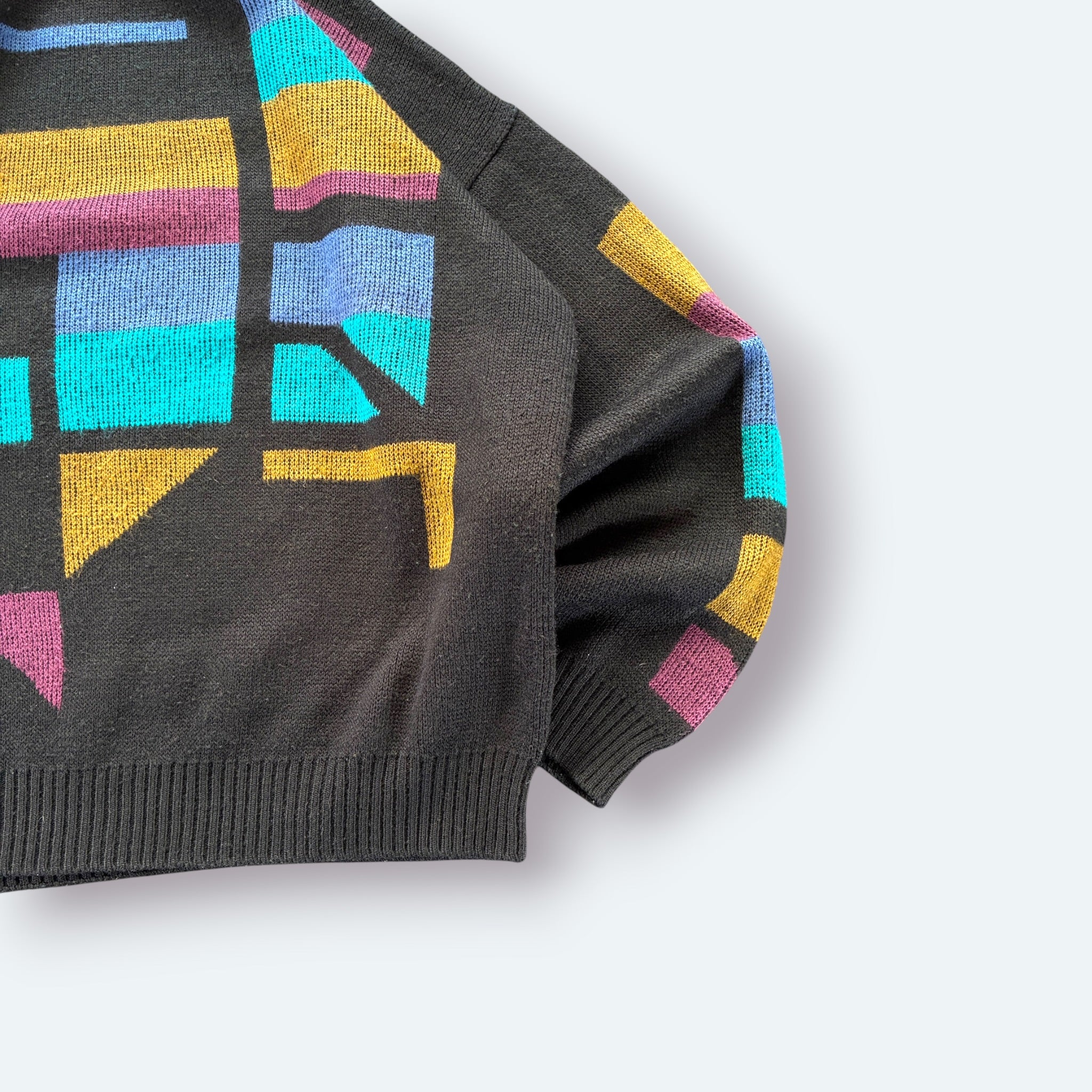 Ohne Marke Vintage Strickpullover Abstrakt Bunt M – Foto 3