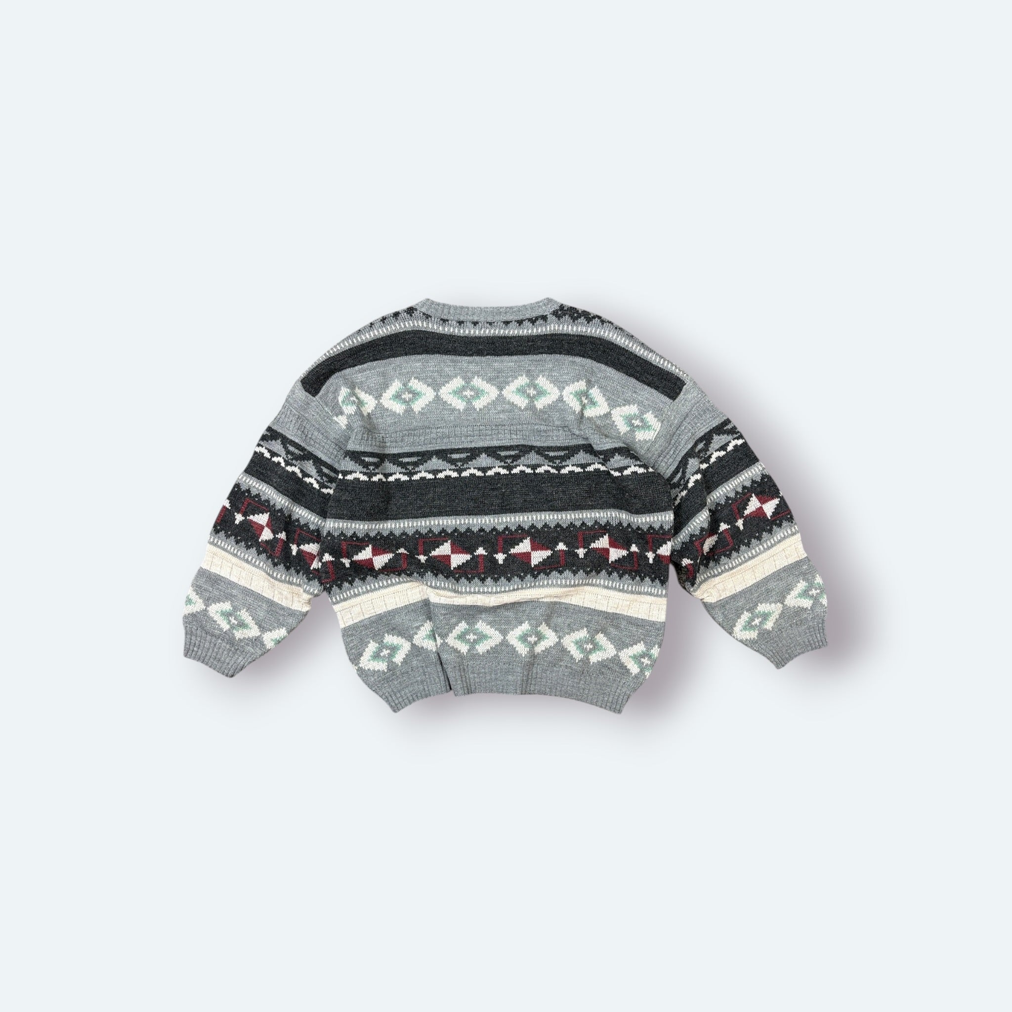 Vintage Vintage Strickpullover Geometrisch Grau XL – Foto 5